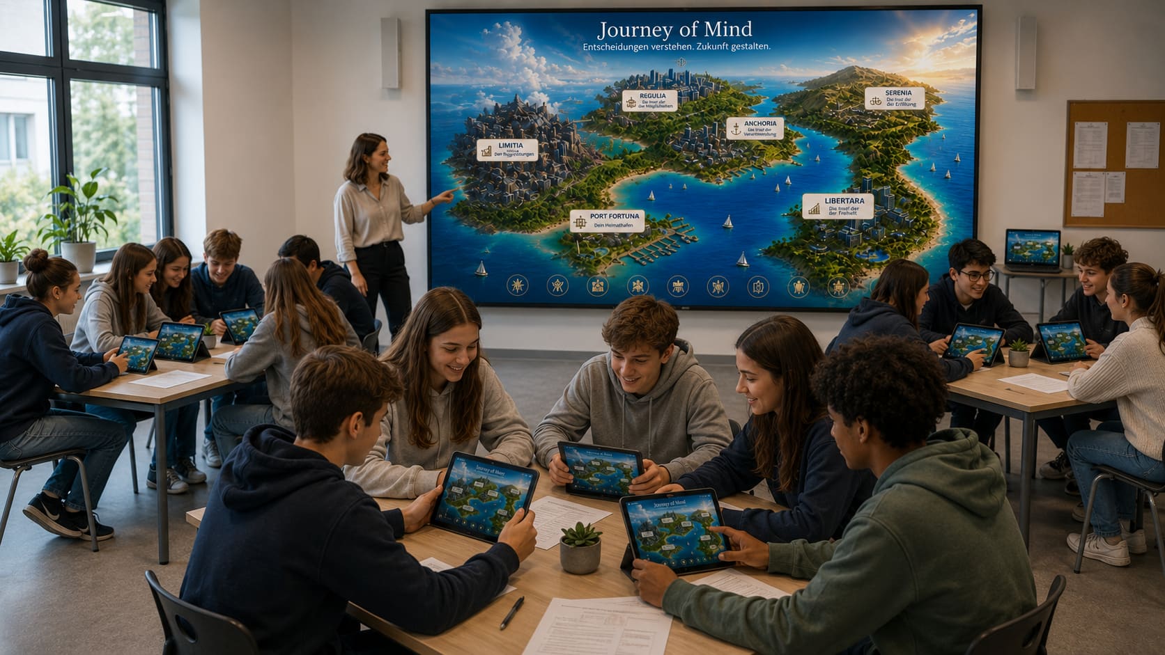 Jugendliche erleben Journey of Money im Klassenraum
